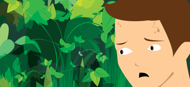 man sweating in a greenhouse