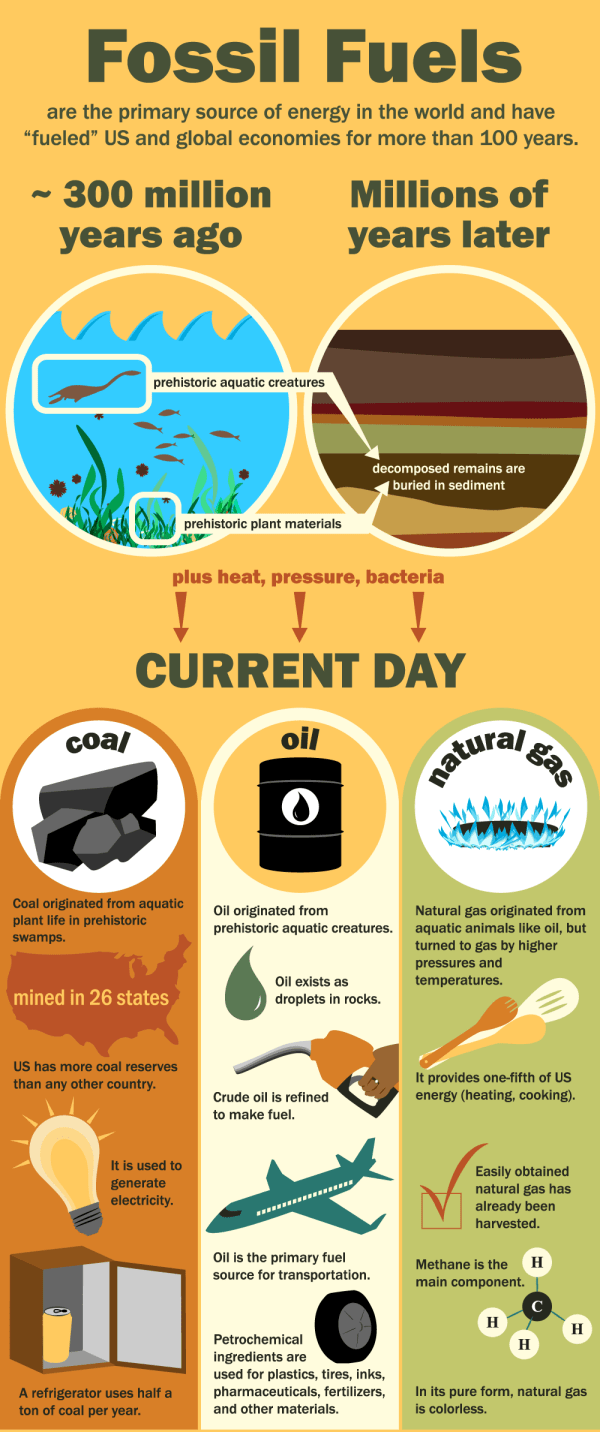 Origin and functions for three fossil fuels, coil, oil, and natural gas
